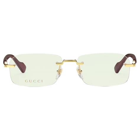 gucci gold rectangular glasses|Gucci rectangular eyeglasses.